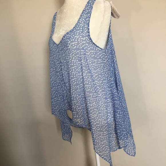 Soprano Medium Baby Blue Polka Dot Popover Blouse - Picture 4 of 8